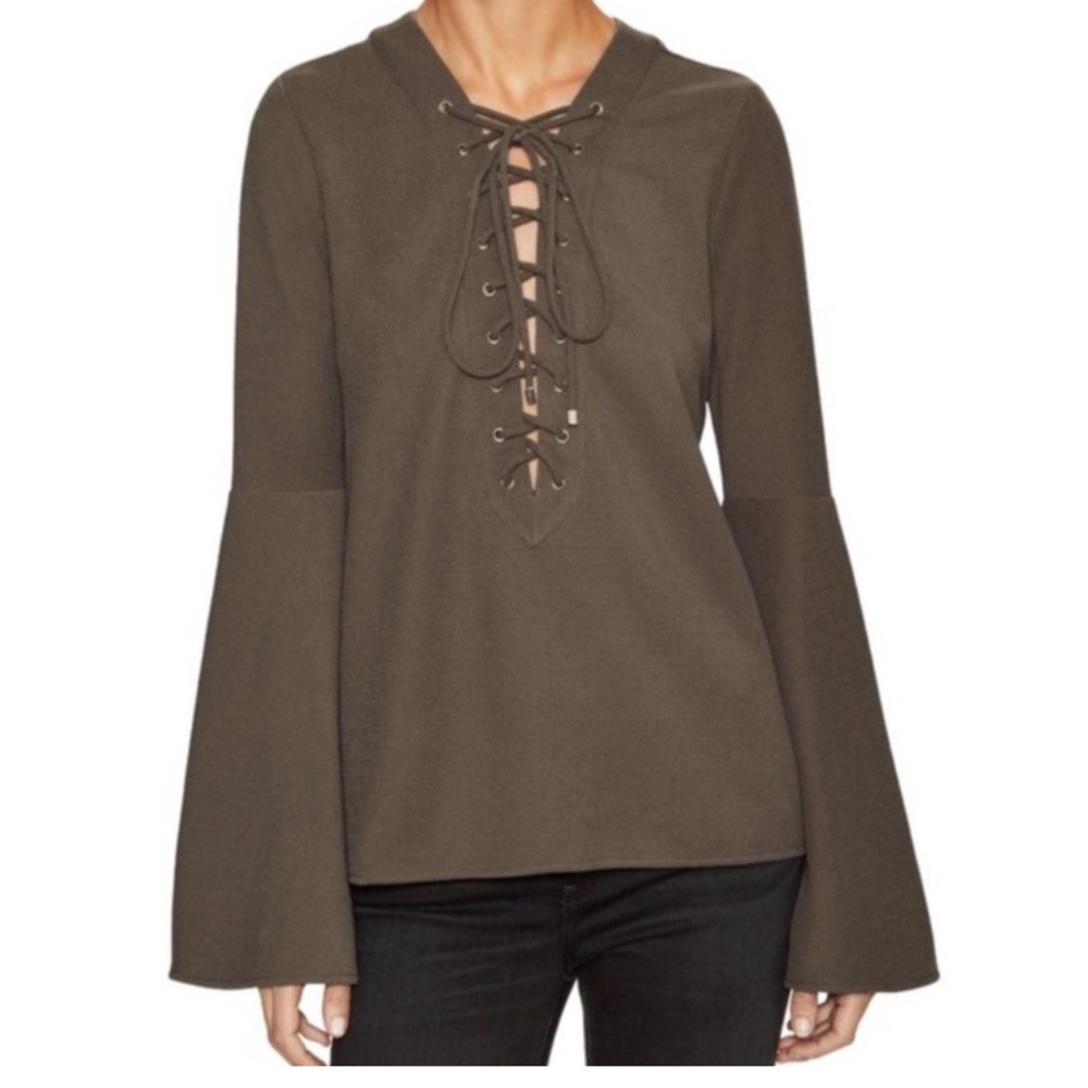 Endless Rose Lace-Up Bell Sleeve Top
